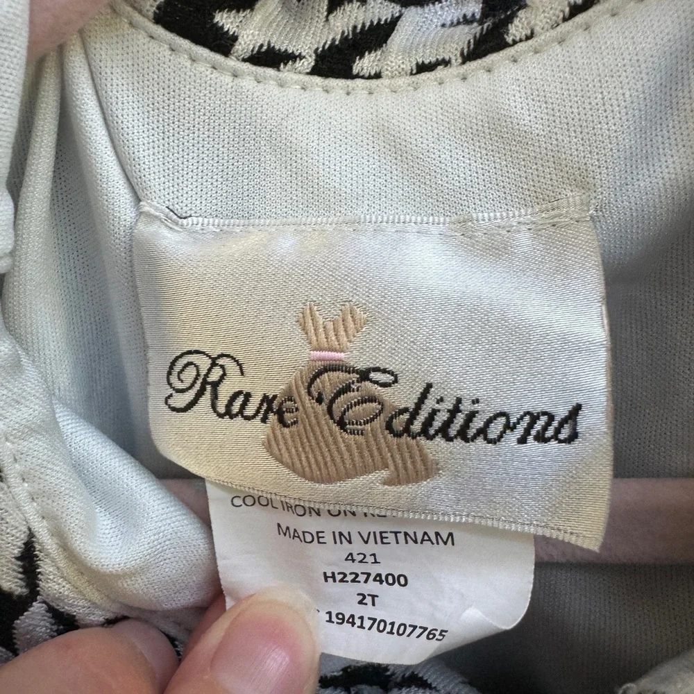 NWOT Rare Editions 2T Girls White & Black Houndstooth Formal Button Down Jacket